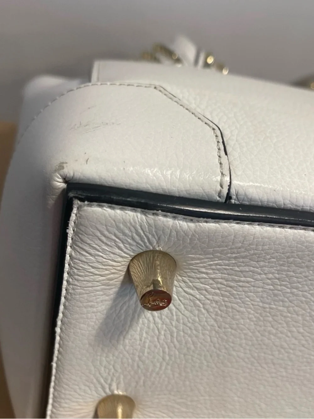 Christian Louboutin White Leather Studded Satchel